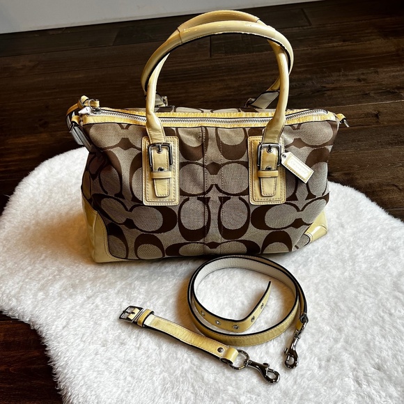 Coach Handbags - Coach Hampton Brown, Tan & Cream Crossbody Shoulder Bag